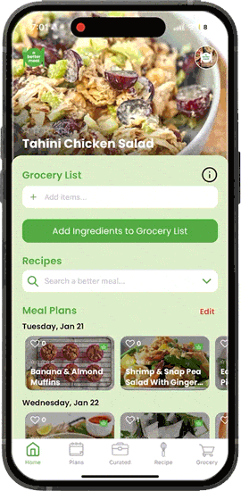 A Better Meal app meal plan function
